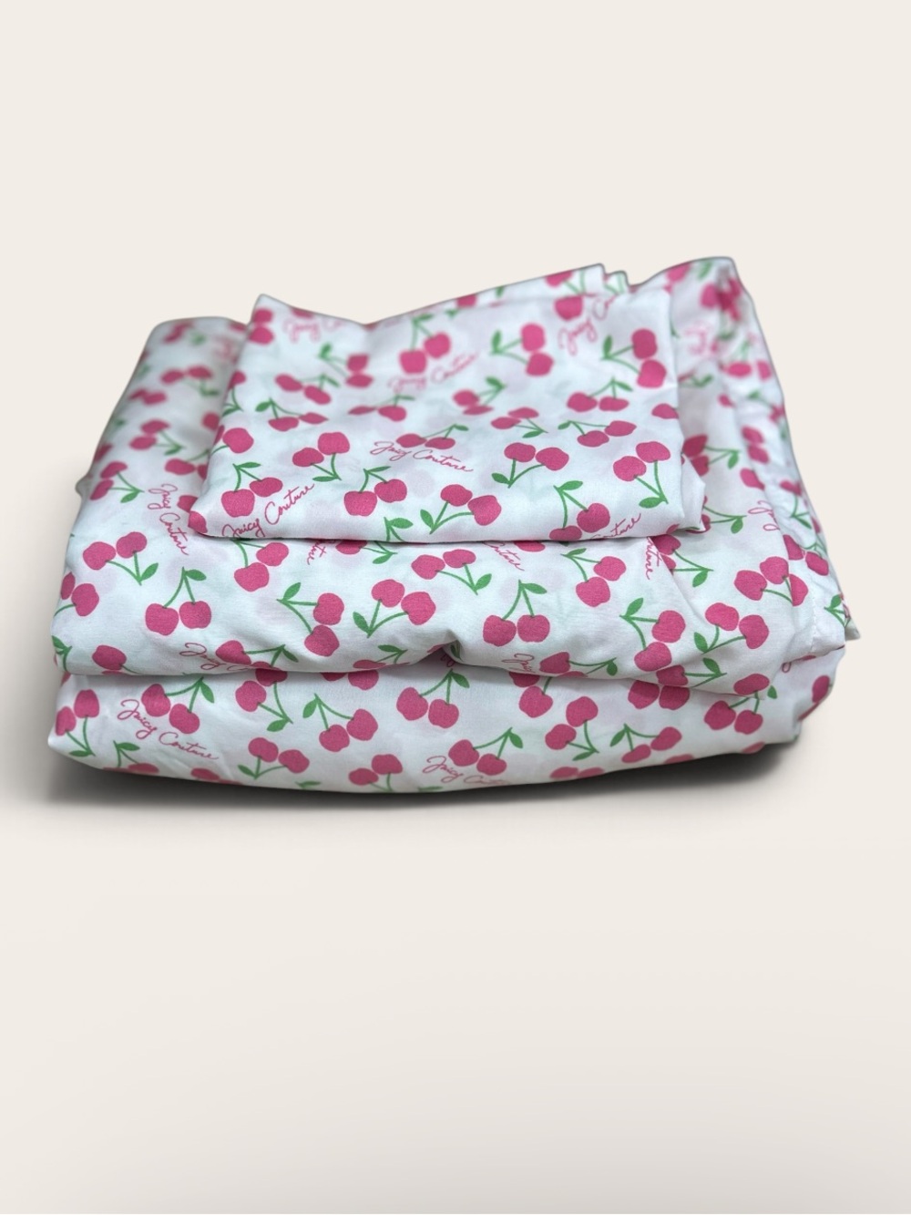 Juicy Couture Pink Heart Cherry Sheets Twin Sheet Set Y2K Coquette Cherrycore